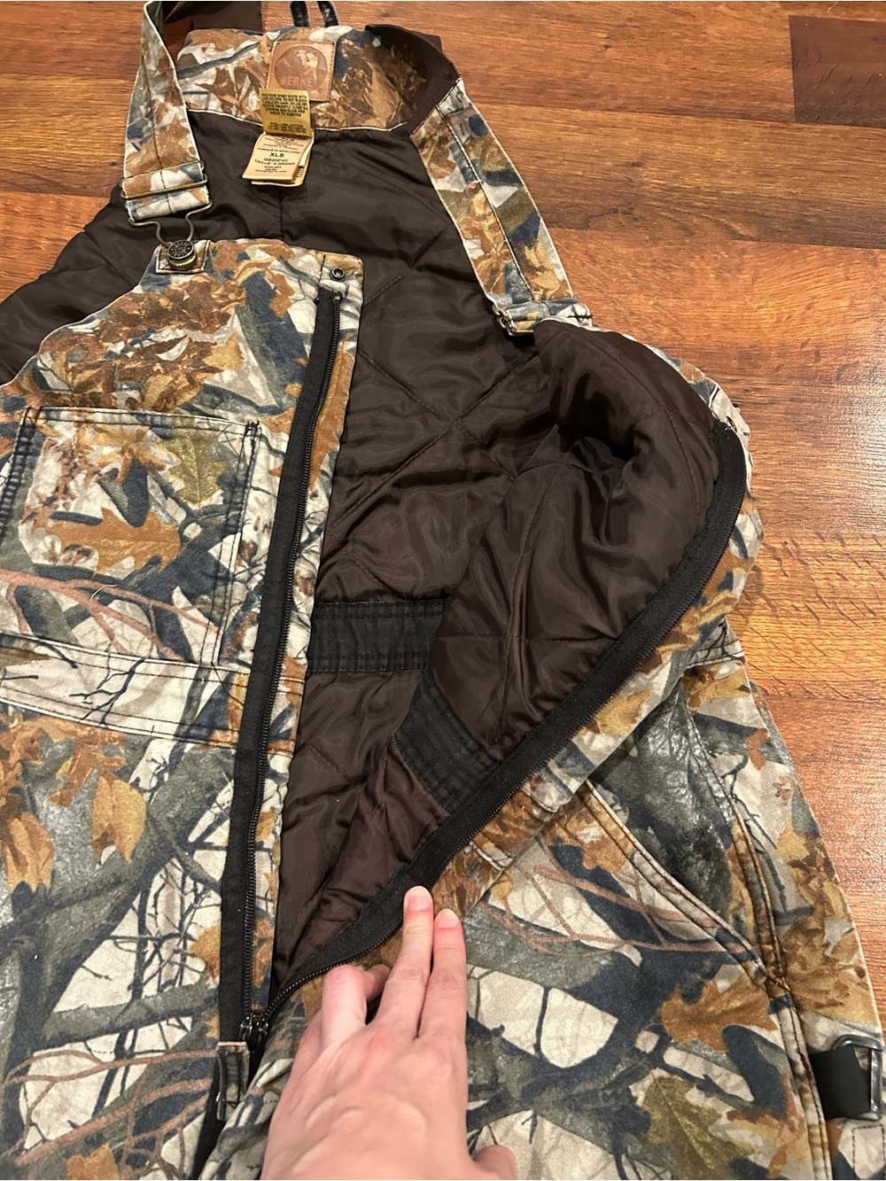 Berne Apparel Camo Insulated Hunting Bib Overalls X-large Short Zip XL Pockets - Picture 7 of 11